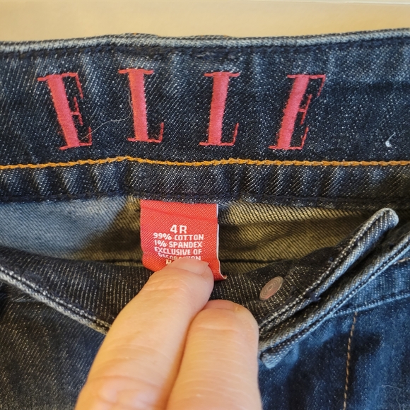 VINTAGE ELLE DARK DENIM WITH BROWN COPPER STITCHING BOOTCUT JEANS 4R - Picture 2 of 4